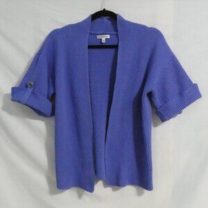 CROFT & BARROW | large | Ribbed Open Front Short Sleeve Cardigan | Tab Sleeves